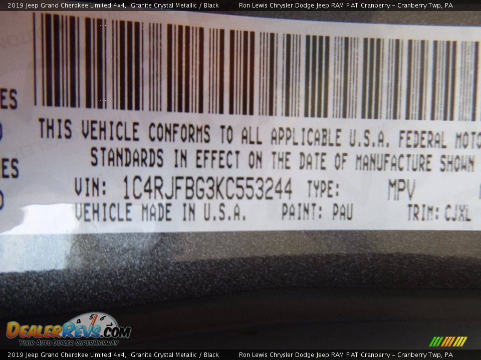 2019 Jeep Grand Cherokee Limited 4x4 Granite Crystal Metallic / Black Photo #15