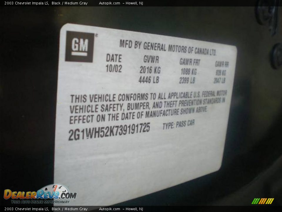 2003 Chevrolet Impala LS Black / Medium Gray Photo #17