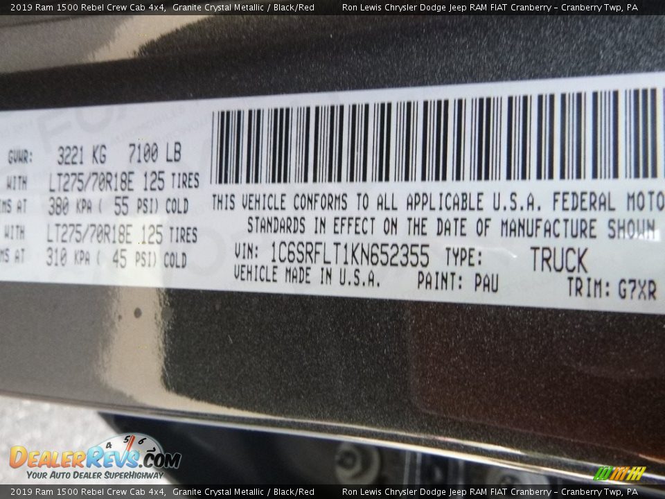 2019 Ram 1500 Rebel Crew Cab 4x4 Granite Crystal Metallic / Black/Red Photo #14