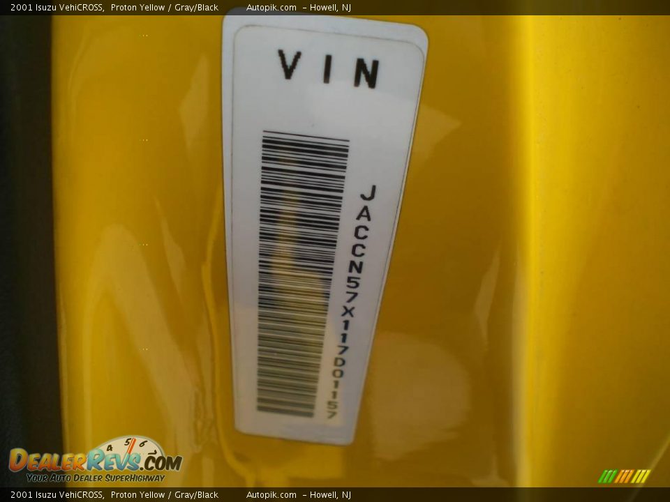 2001 Isuzu VehiCROSS Proton Yellow / Gray/Black Photo #12