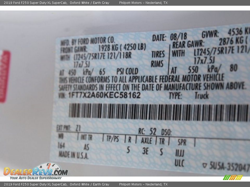 2019 Ford F250 Super Duty XL SuperCab Oxford White / Earth Gray Photo #32