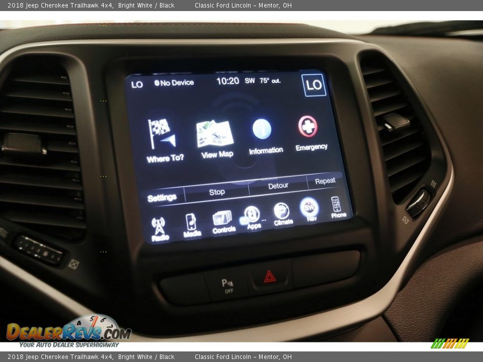 2018 Jeep Cherokee Trailhawk 4x4 Bright White / Black Photo #12