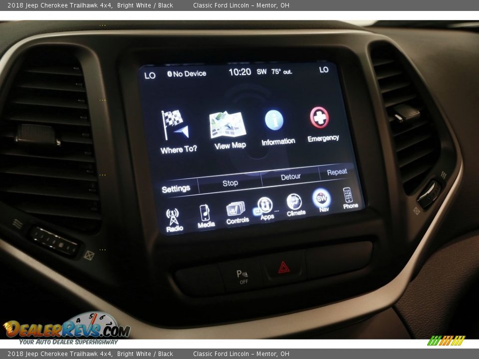 2018 Jeep Cherokee Trailhawk 4x4 Bright White / Black Photo #13