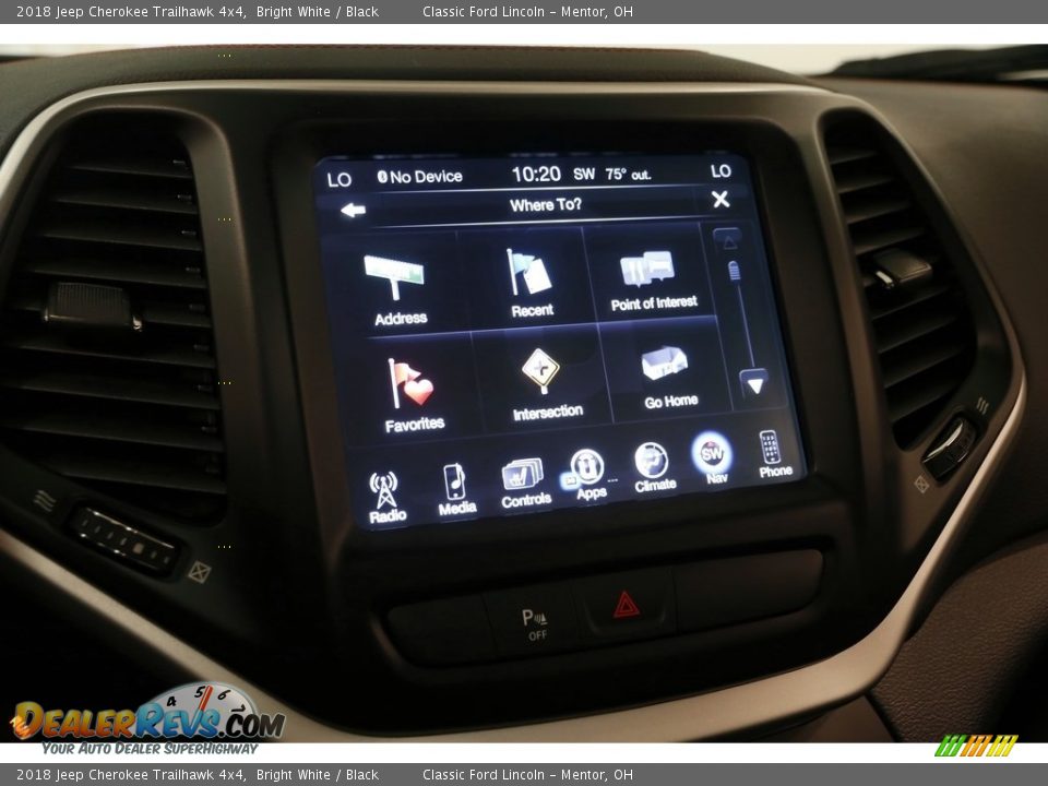 2018 Jeep Cherokee Trailhawk 4x4 Bright White / Black Photo #14