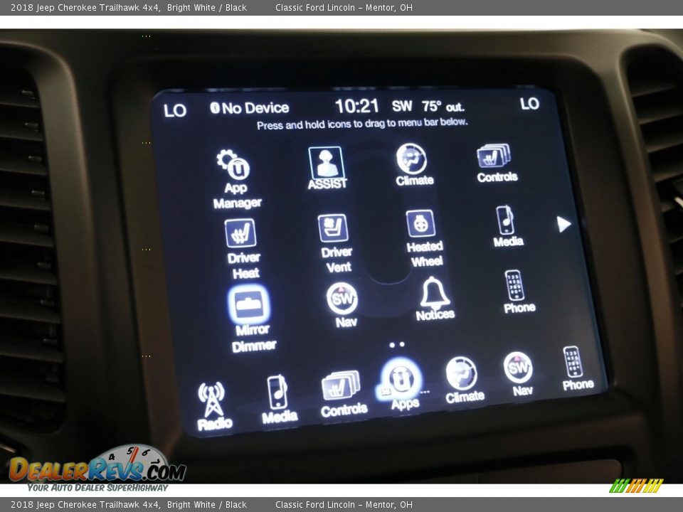 2018 Jeep Cherokee Trailhawk 4x4 Bright White / Black Photo #15