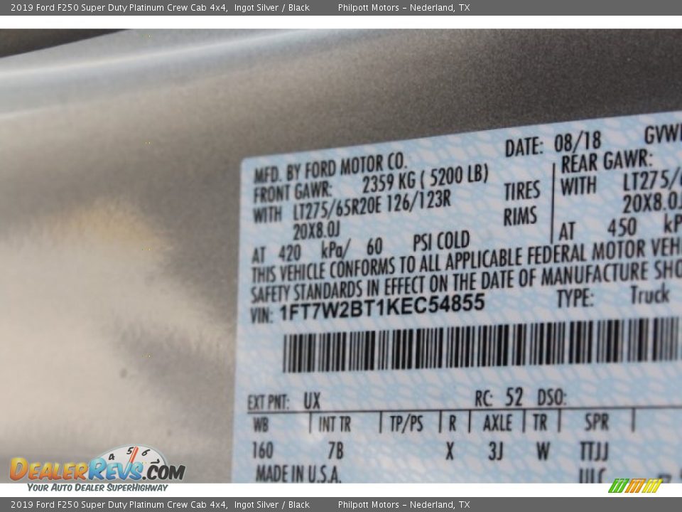 2019 Ford F250 Super Duty Platinum Crew Cab 4x4 Ingot Silver / Black Photo #35