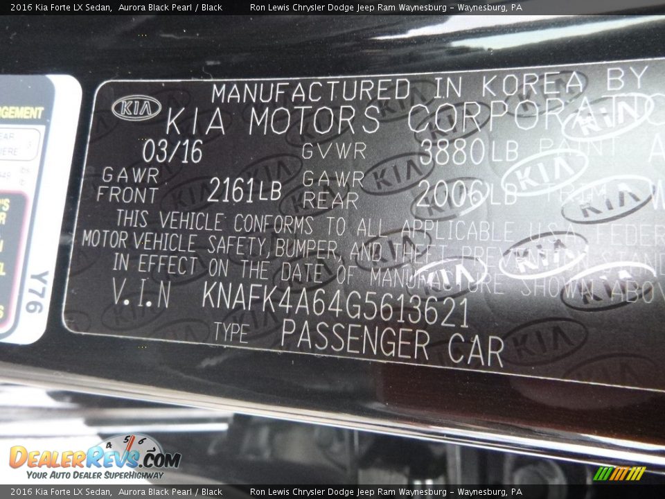 2016 Kia Forte LX Sedan Aurora Black Pearl / Black Photo #15