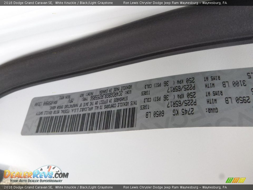 2018 Dodge Grand Caravan SE White Knuckle / Black/Light Graystone Photo #14