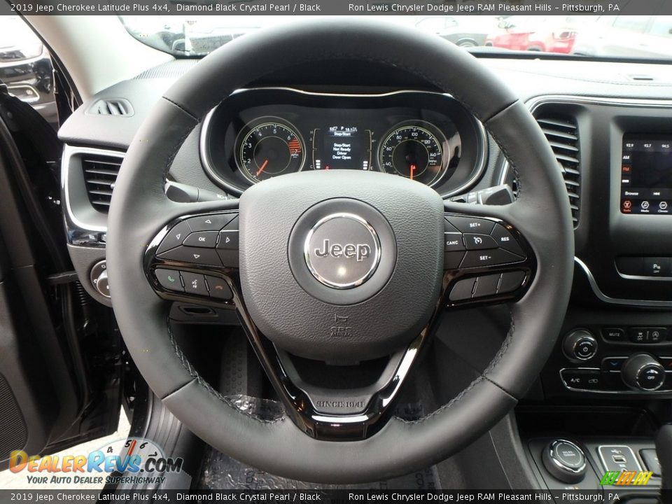 2019 Jeep Cherokee Latitude Plus 4x4 Diamond Black Crystal Pearl / Black Photo #19