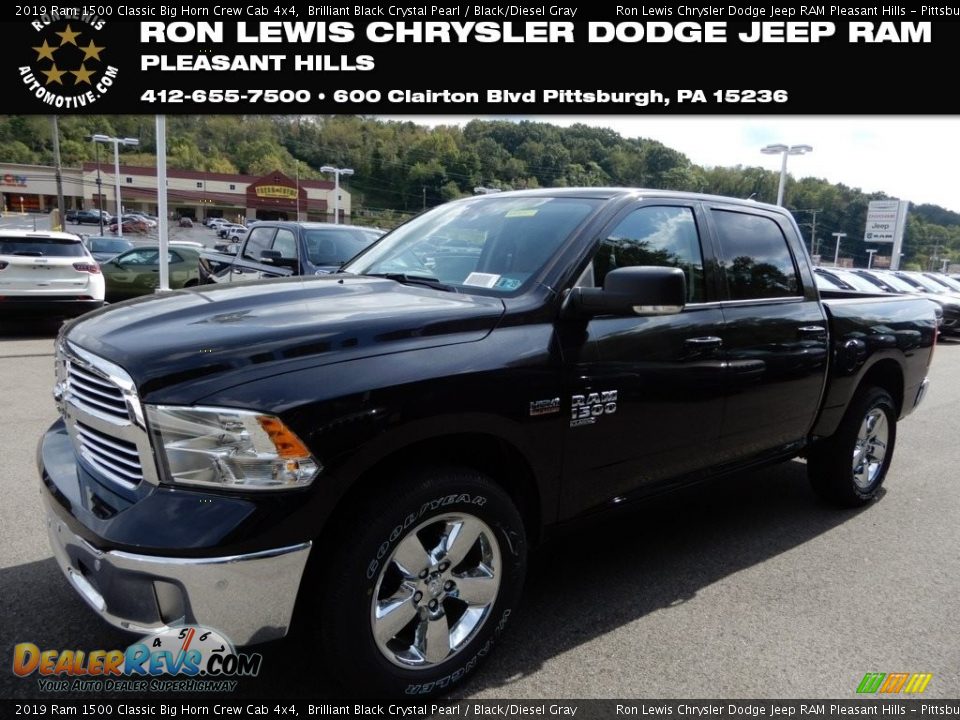 2019 Ram 1500 Classic Big Horn Crew Cab 4x4 Brilliant Black Crystal Pearl / Black/Diesel Gray Photo #1