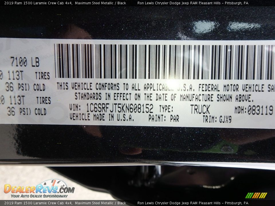 2019 Ram 1500 Laramie Crew Cab 4x4 Maximum Steel Metallic / Black Photo #14