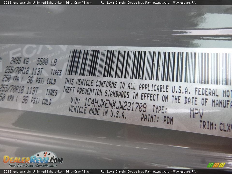 2018 Jeep Wrangler Unlimited Sahara 4x4 Sting-Gray / Black Photo #15