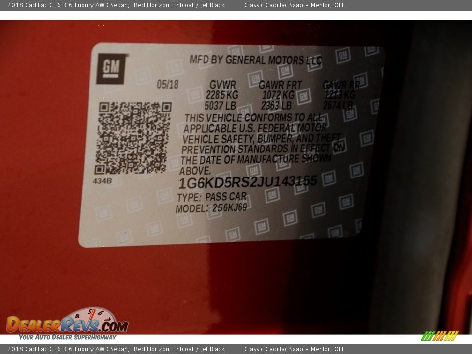 2018 Cadillac CT6 3.6 Luxury AWD Sedan Red Horizon Tintcoat / Jet Black Photo #25