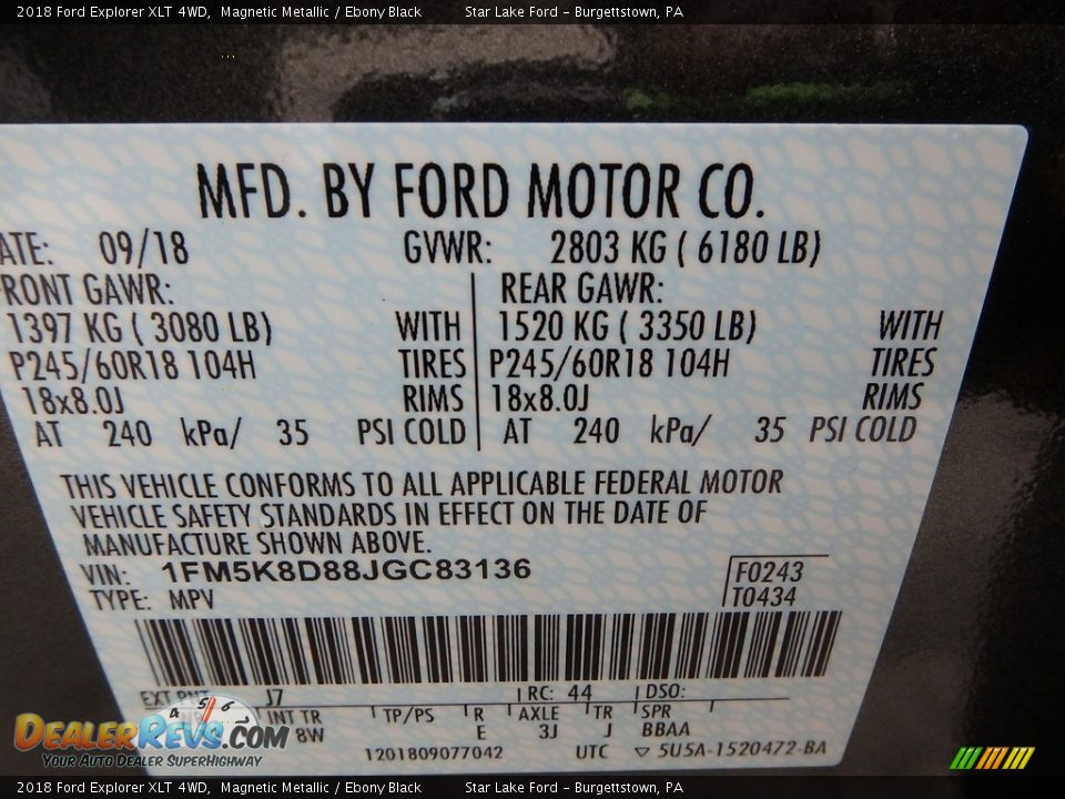 2018 Ford Explorer XLT 4WD Magnetic Metallic / Ebony Black Photo #16