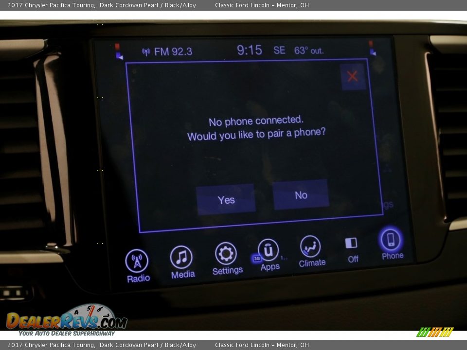 2017 Chrysler Pacifica Touring Dark Cordovan Pearl / Black/Alloy Photo #13