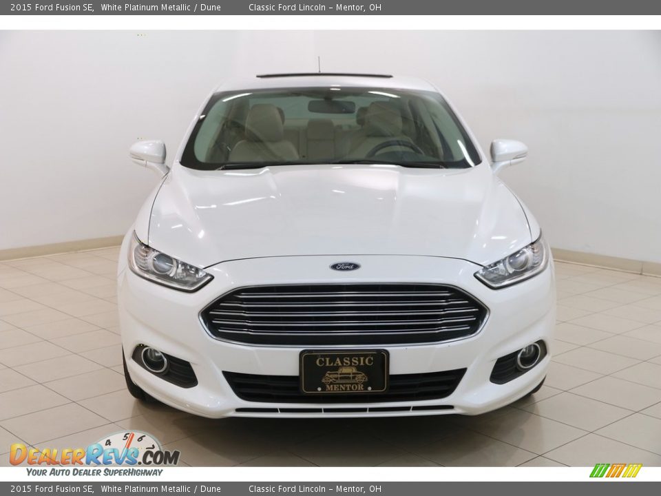 2015 Ford Fusion SE White Platinum Metallic / Dune Photo #2