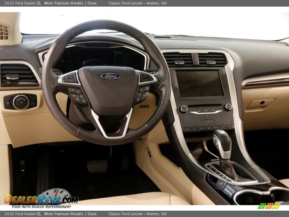 2015 Ford Fusion SE White Platinum Metallic / Dune Photo #7