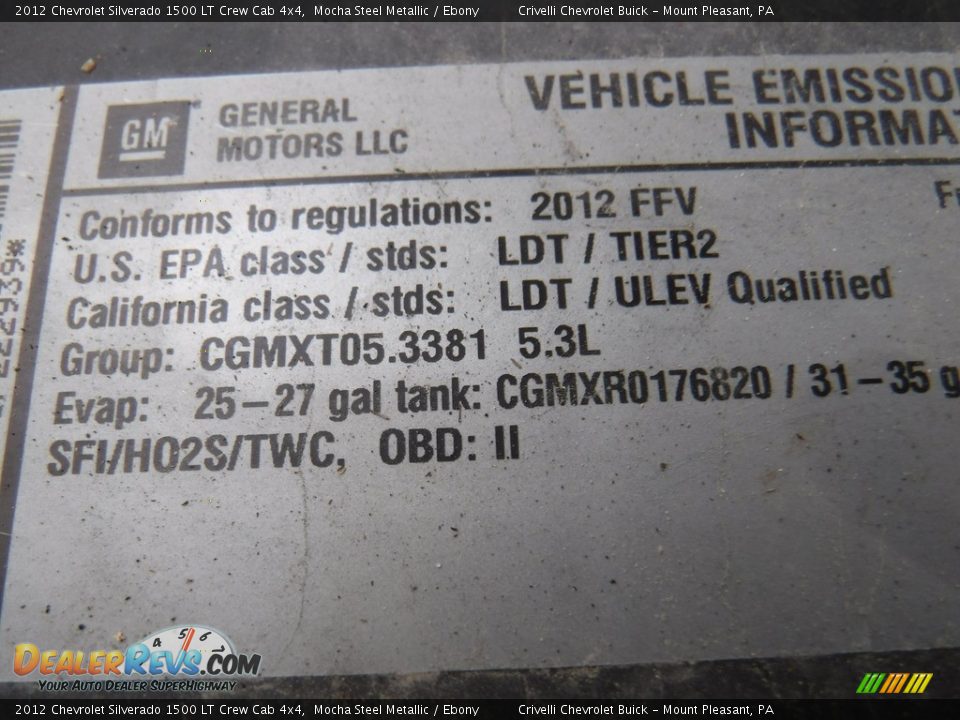 2012 Chevrolet Silverado 1500 LT Crew Cab 4x4 Mocha Steel Metallic / Ebony Photo #15