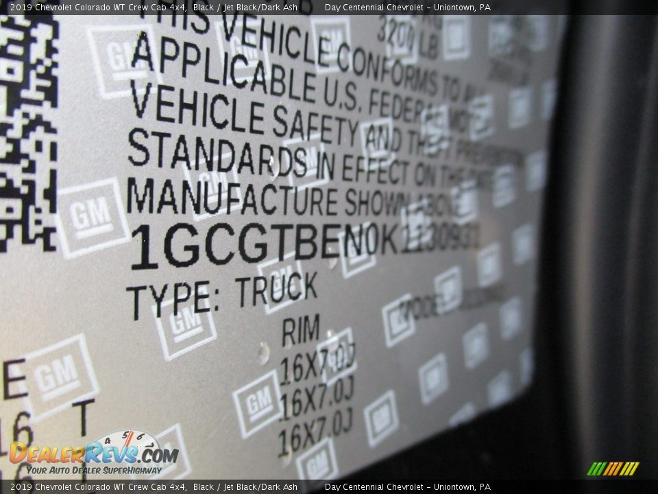 2019 Chevrolet Colorado WT Crew Cab 4x4 Black / Jet Black/Dark Ash Photo #19