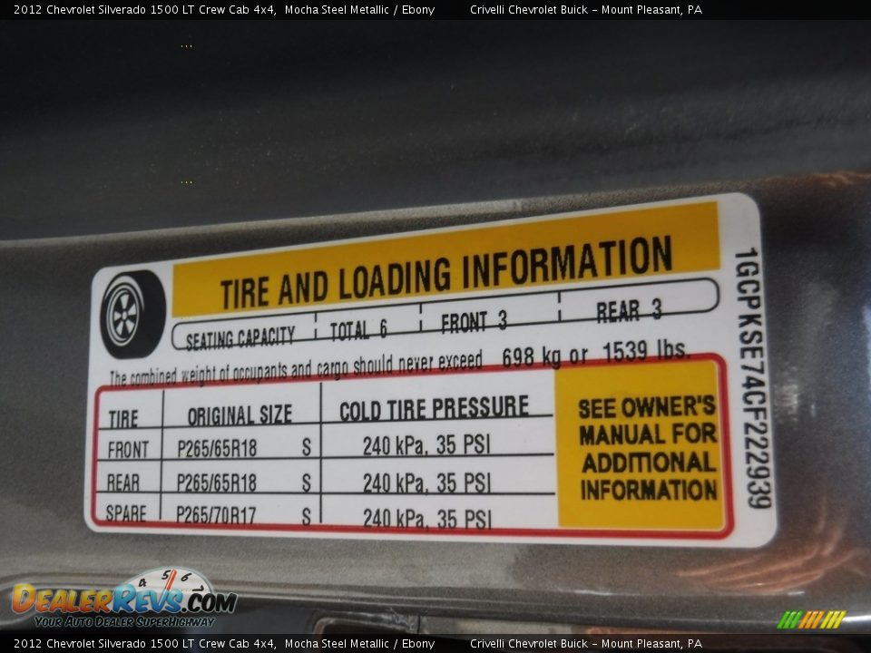 2012 Chevrolet Silverado 1500 LT Crew Cab 4x4 Mocha Steel Metallic / Ebony Photo #31