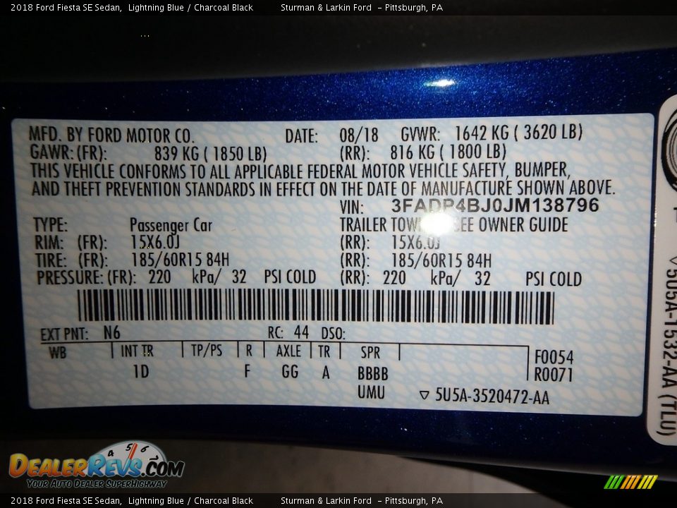 2018 Ford Fiesta SE Sedan Lightning Blue / Charcoal Black Photo #10