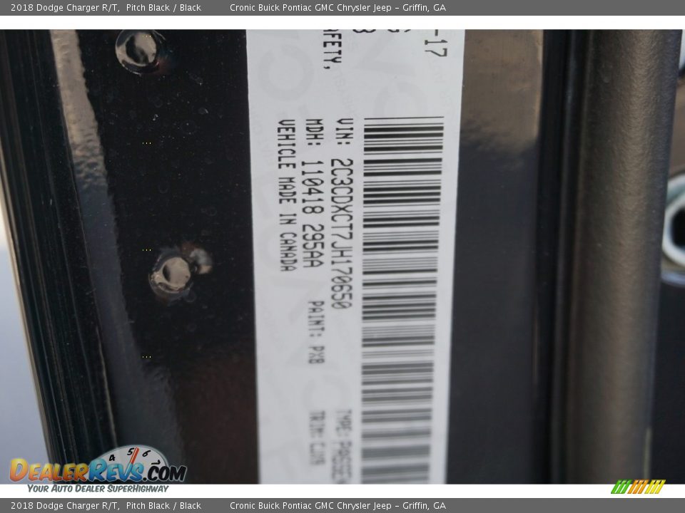 2018 Dodge Charger R/T Pitch Black / Black Photo #16