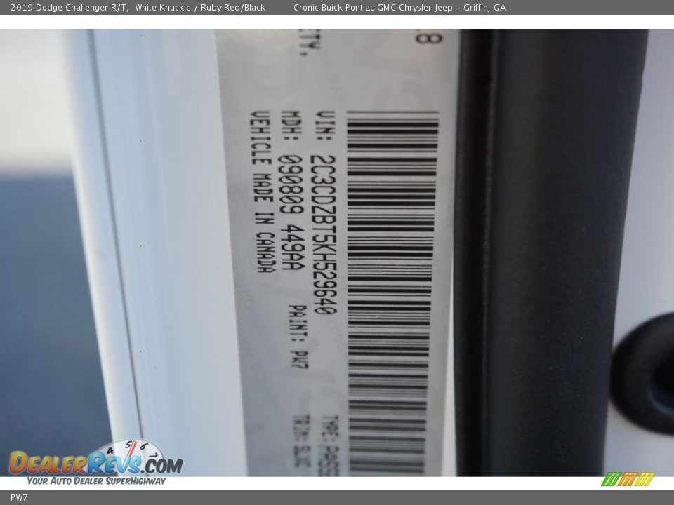 Dodge Color Code PW7 White Knuckle