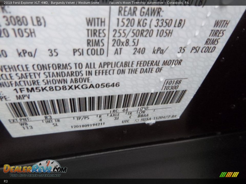 Ford Color Code R3 Burgundy Velvet