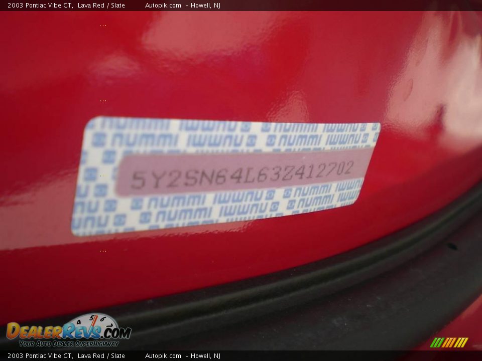 2003 Pontiac Vibe GT Lava Red / Slate Photo #17