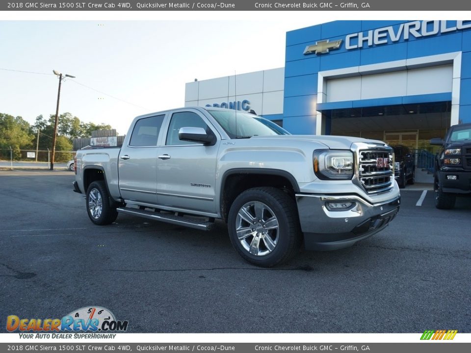 2018 GMC Sierra 1500 SLT Crew Cab 4WD Quicksilver Metallic / Cocoa/­Dune Photo #1