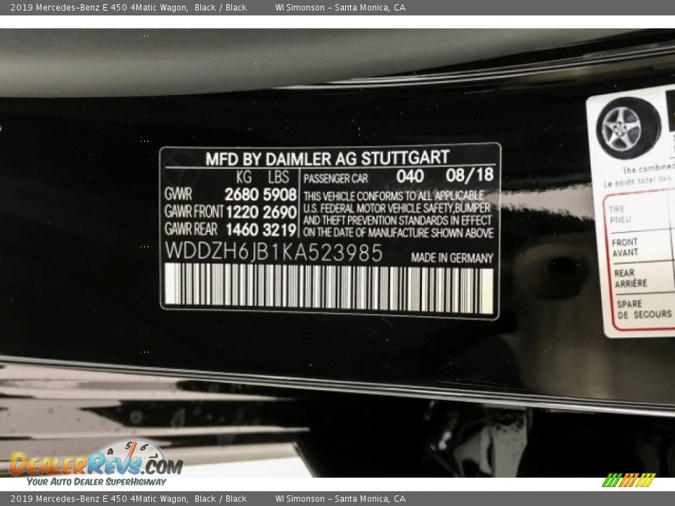 2019 Mercedes-Benz E 450 4Matic Wagon Black / Black Photo #11