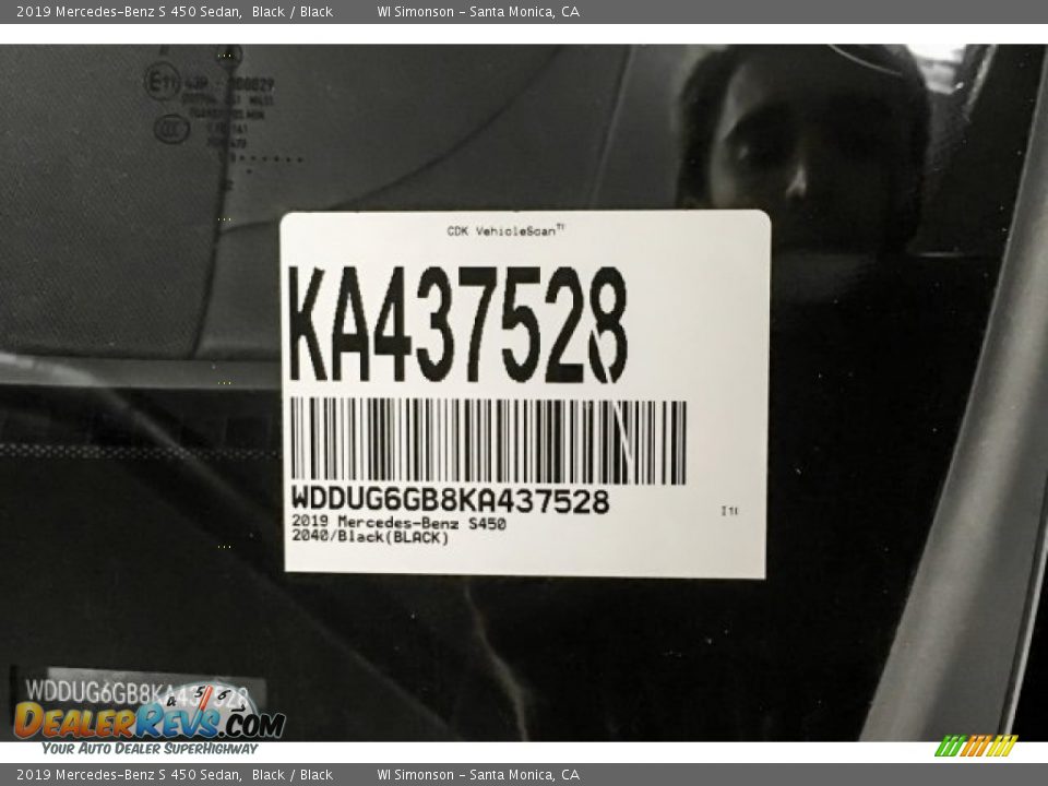 2019 Mercedes-Benz S 450 Sedan Black / Black Photo #11