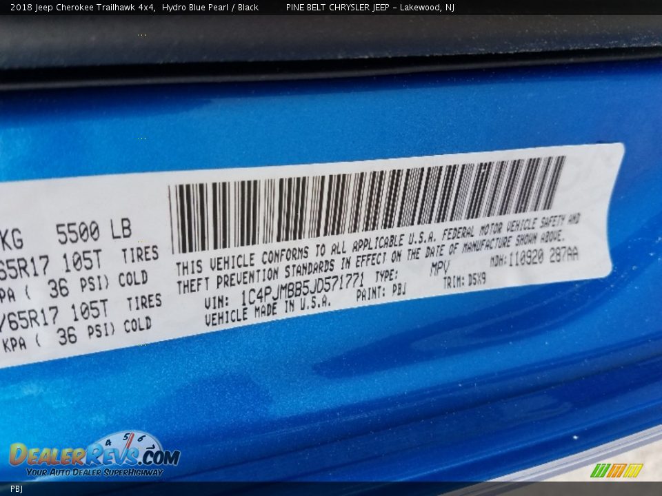 Jeep Color Code PBJ Hydro Blue Pearl