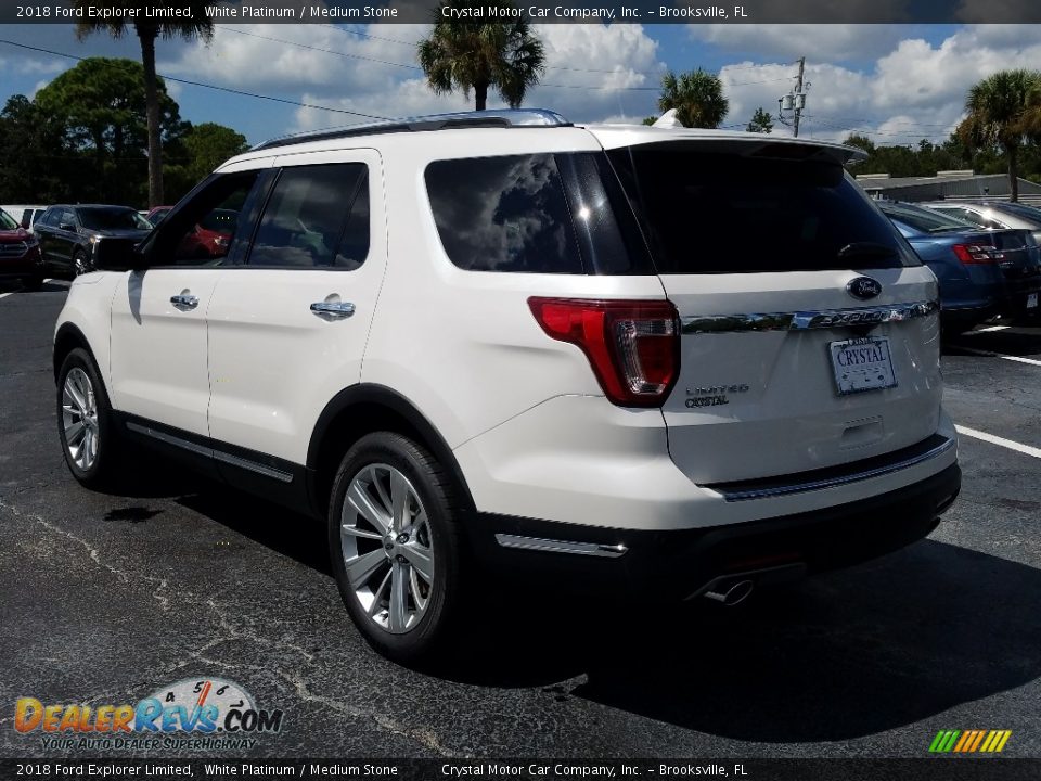2018 Ford Explorer Limited White Platinum / Medium Stone Photo #3