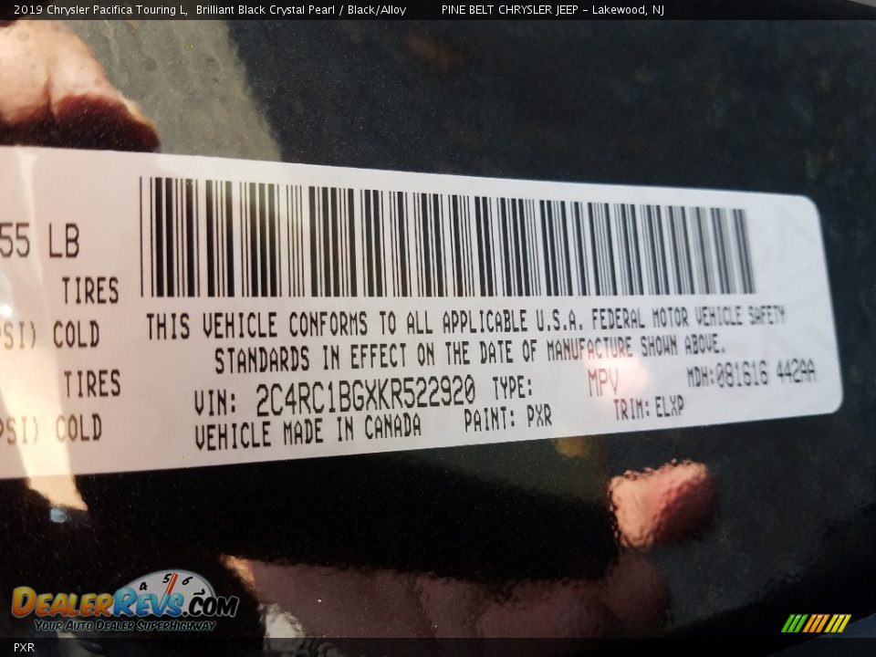 Chrysler Color Code PXR Brilliant Black Crystal Pearl