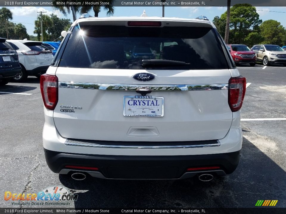 2018 Ford Explorer Limited White Platinum / Medium Stone Photo #4