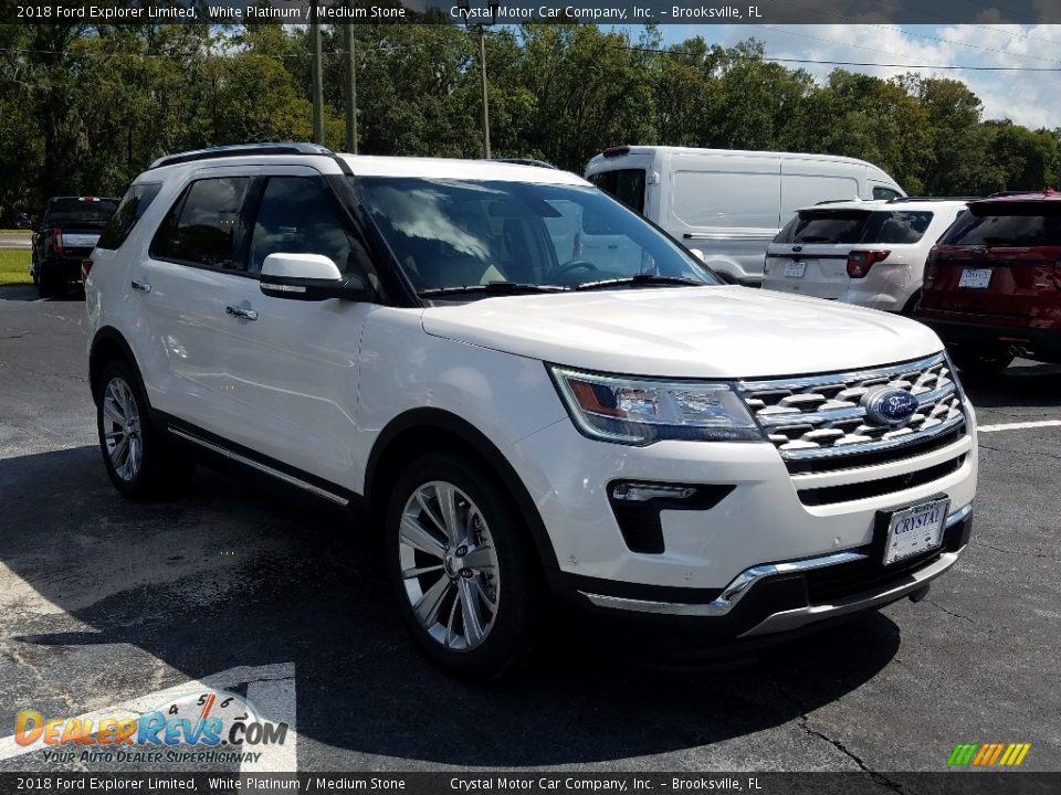 2018 Ford Explorer Limited White Platinum / Medium Stone Photo #7