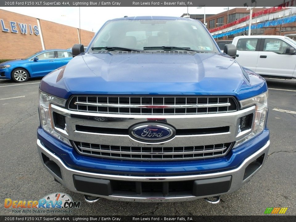 2018 Ford F150 XLT SuperCab 4x4 Lightning Blue / Earth Gray Photo #7