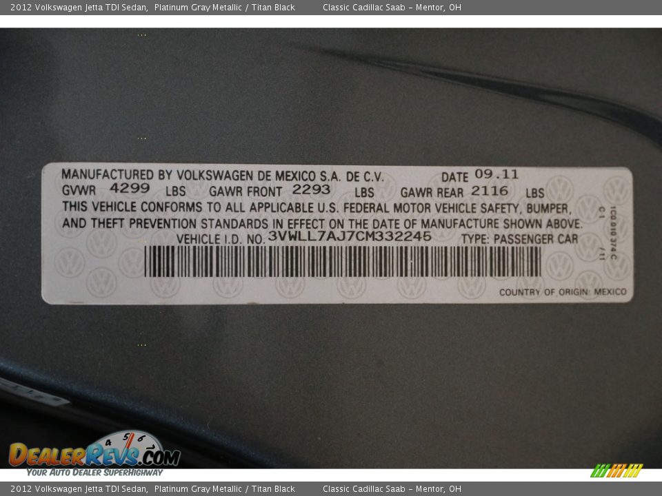 2012 Volkswagen Jetta TDI Sedan Platinum Gray Metallic / Titan Black Photo #16