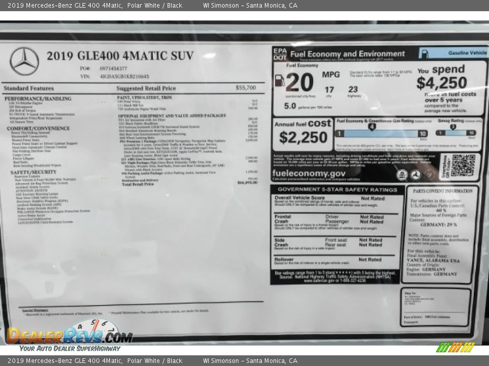2019 Mercedes-Benz GLE 400 4Matic Polar White / Black Photo #10