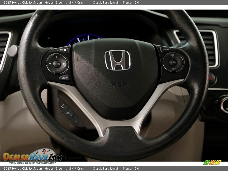 2015 Honda Civic LX Sedan Modern Steel Metallic / Gray Photo #7