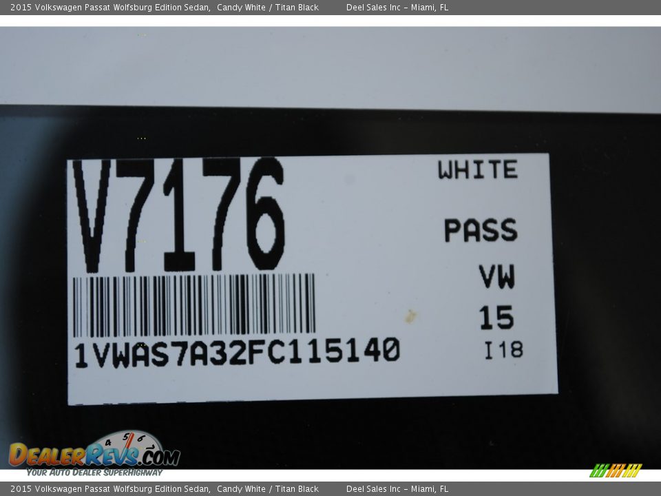 2015 Volkswagen Passat Wolfsburg Edition Sedan Candy White / Titan Black Photo #20