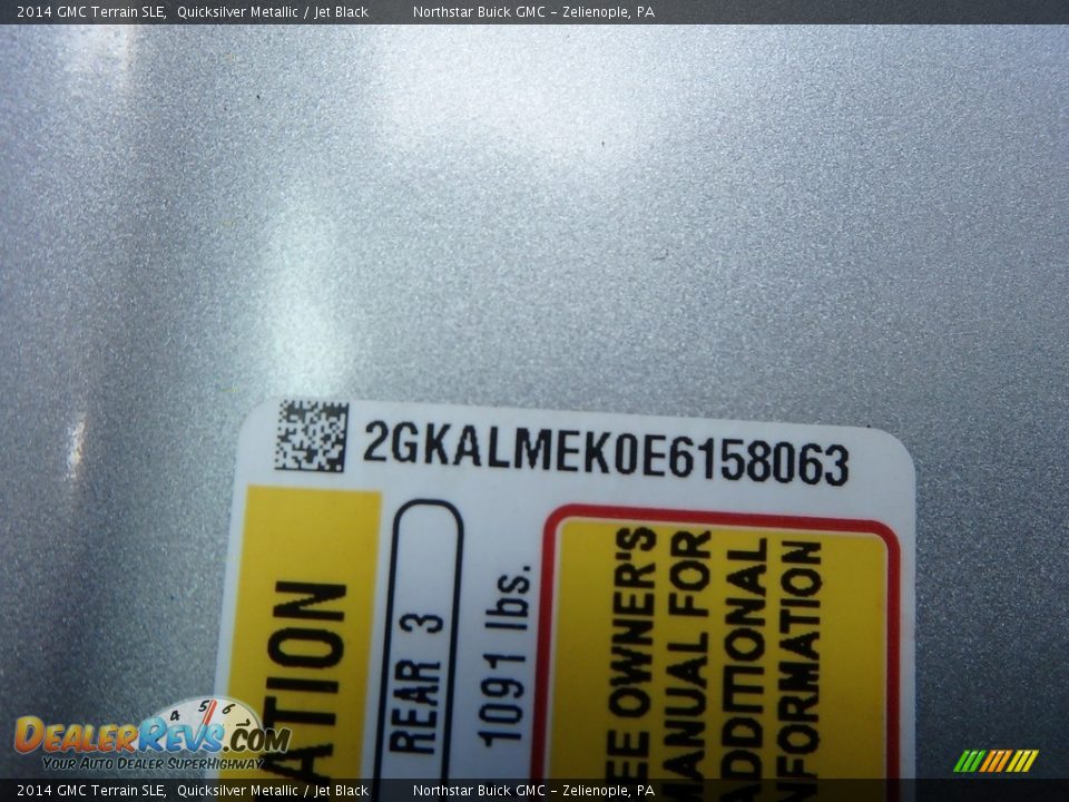 2014 GMC Terrain SLE Quicksilver Metallic / Jet Black Photo #21