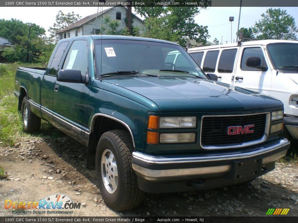 1995 GMC Sierra 1500 SLT Extended Cab 4x4 Forest Green Metallic / Beige Photo #2