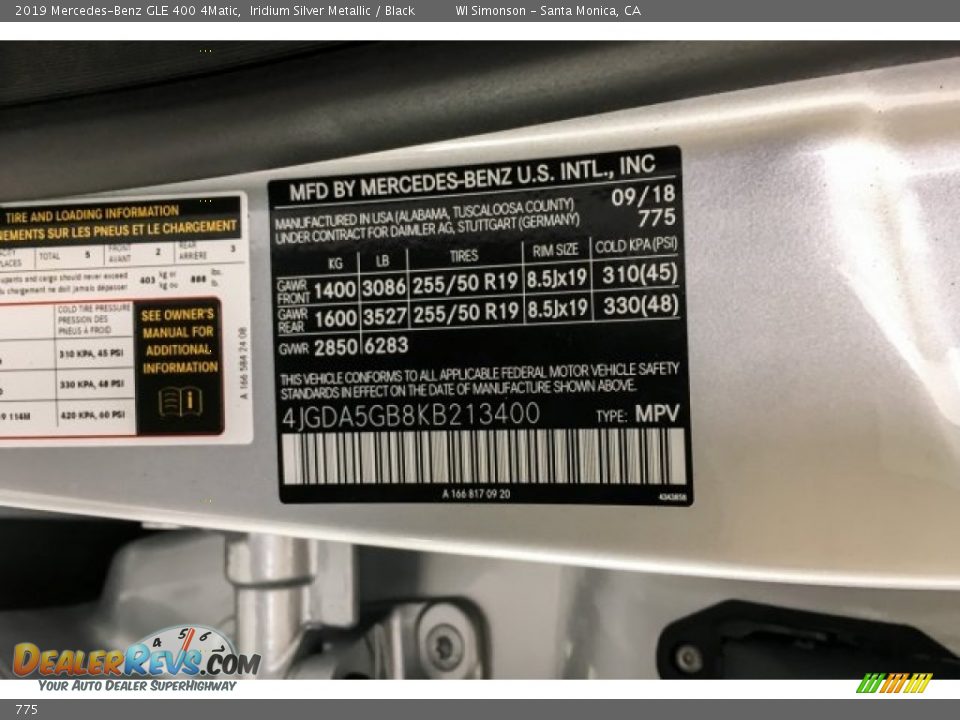 Mercedes-Benz Color Code 775 Iridium Silver Metallic