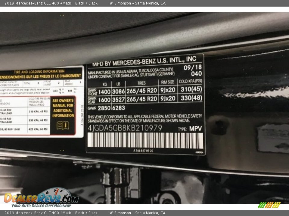 2019 Mercedes-Benz GLE 400 4Matic Black / Black Photo #11