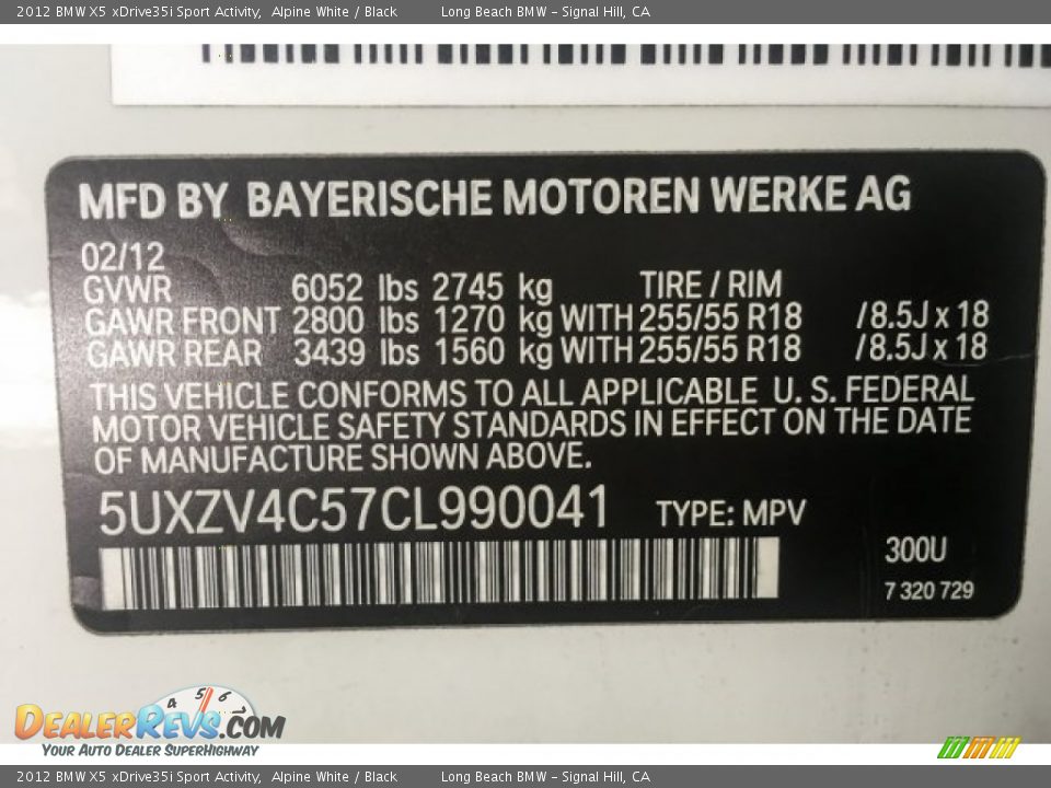 2012 BMW X5 xDrive35i Sport Activity Alpine White / Black Photo #23