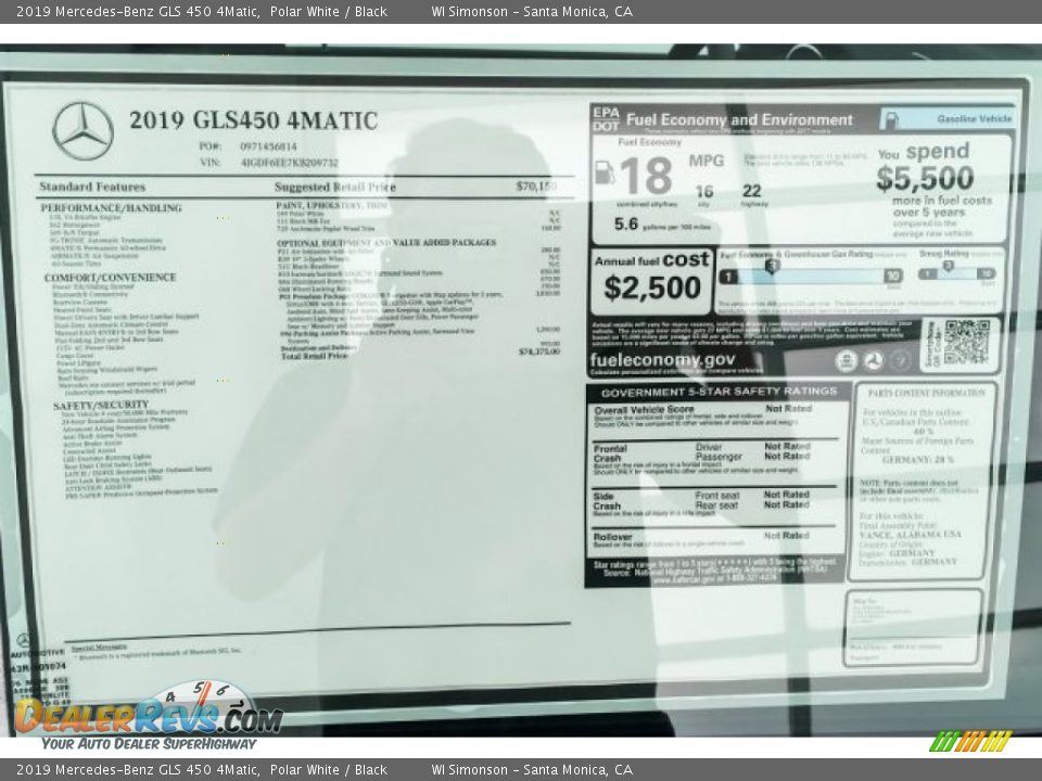 2019 Mercedes-Benz GLS 450 4Matic Polar White / Black Photo #10