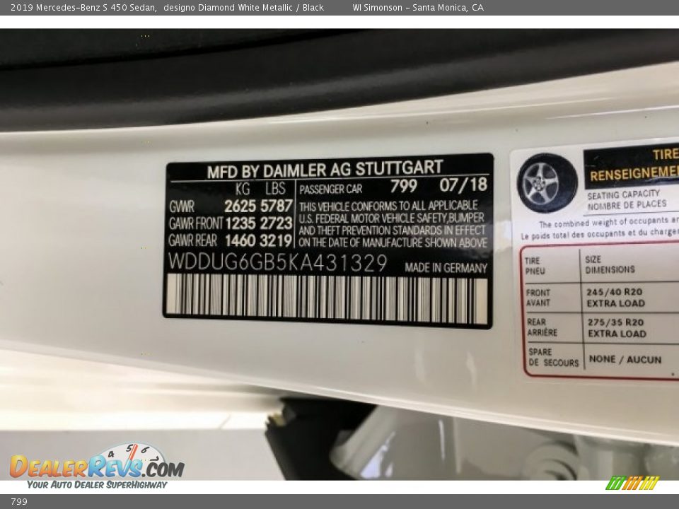 Mercedes-Benz Color Code 799 designo Diamond White Metallic