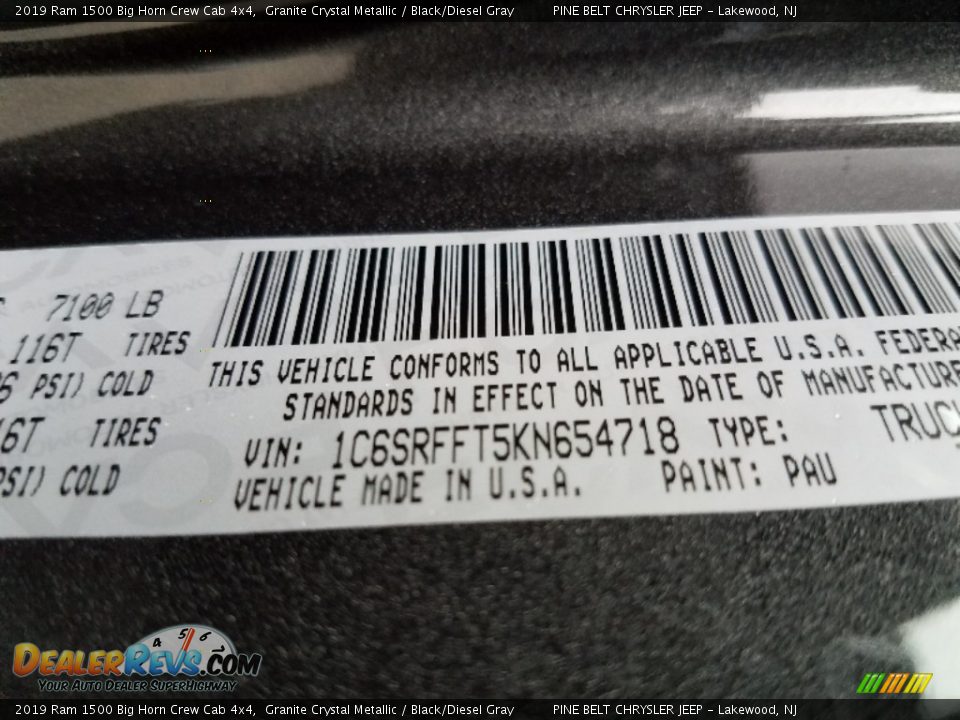 2019 Ram 1500 Big Horn Crew Cab 4x4 Granite Crystal Metallic / Black/Diesel Gray Photo #9